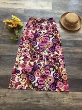 Bradley VTG 60s -70s Maxi Skirt Cream Multi Color Psychedelic Floral Print -Med