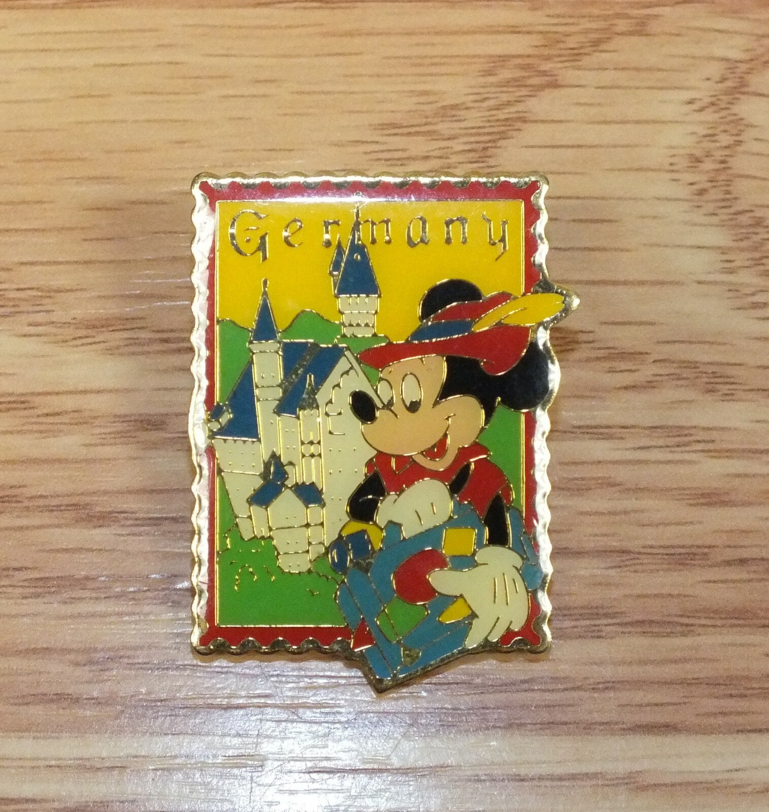 Rare Genuine Disney Vintage Open Stock Epcot Stamp Series Germany Mickey Pin
