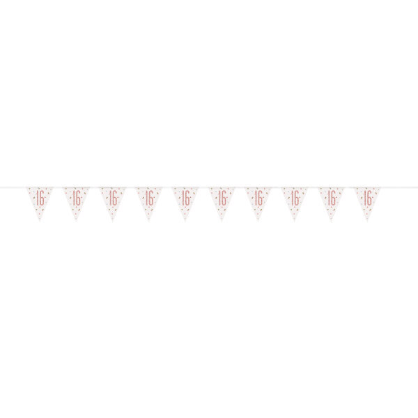 9ft Glitz Rose Gold Prismatic Plastic Number 16 Flag Banner - Age 16