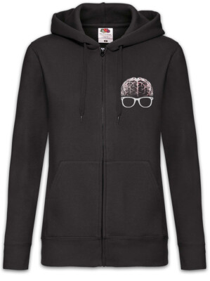 Nerd Brain Damen Zipper Hoodie Fun Geek Nerd Computer Scientist Coder Glasses