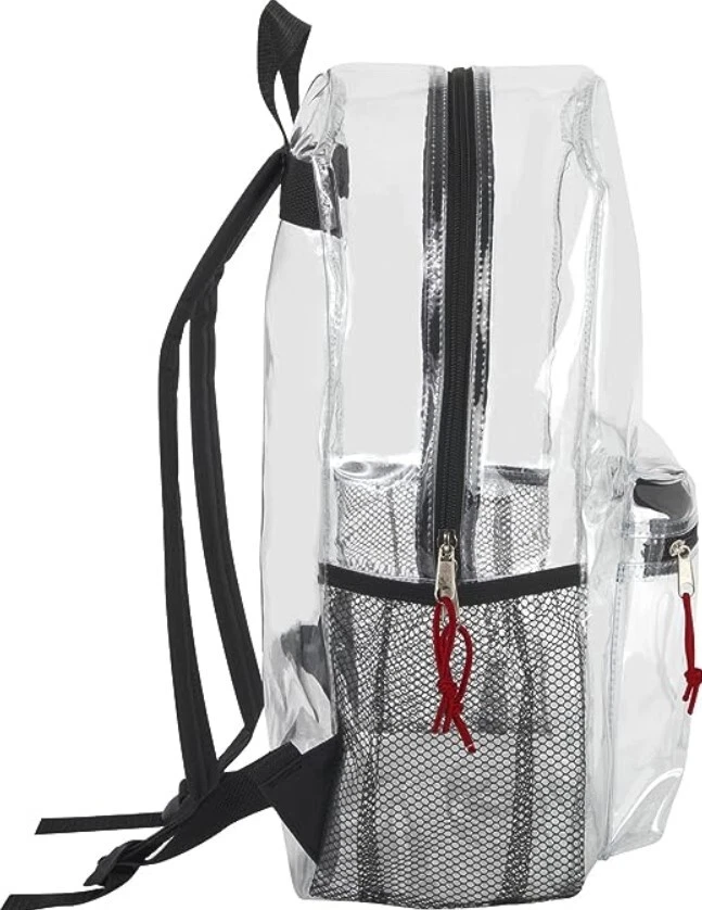 Mochila Transparente Resistente de Bolsa para Libros para Mujeres Hombres 16" Transparente Espalda Grande Foto 4 de 4