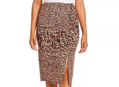 Women Kenneth Cole Newyork Ruched Skirt Leopard Print B4HP