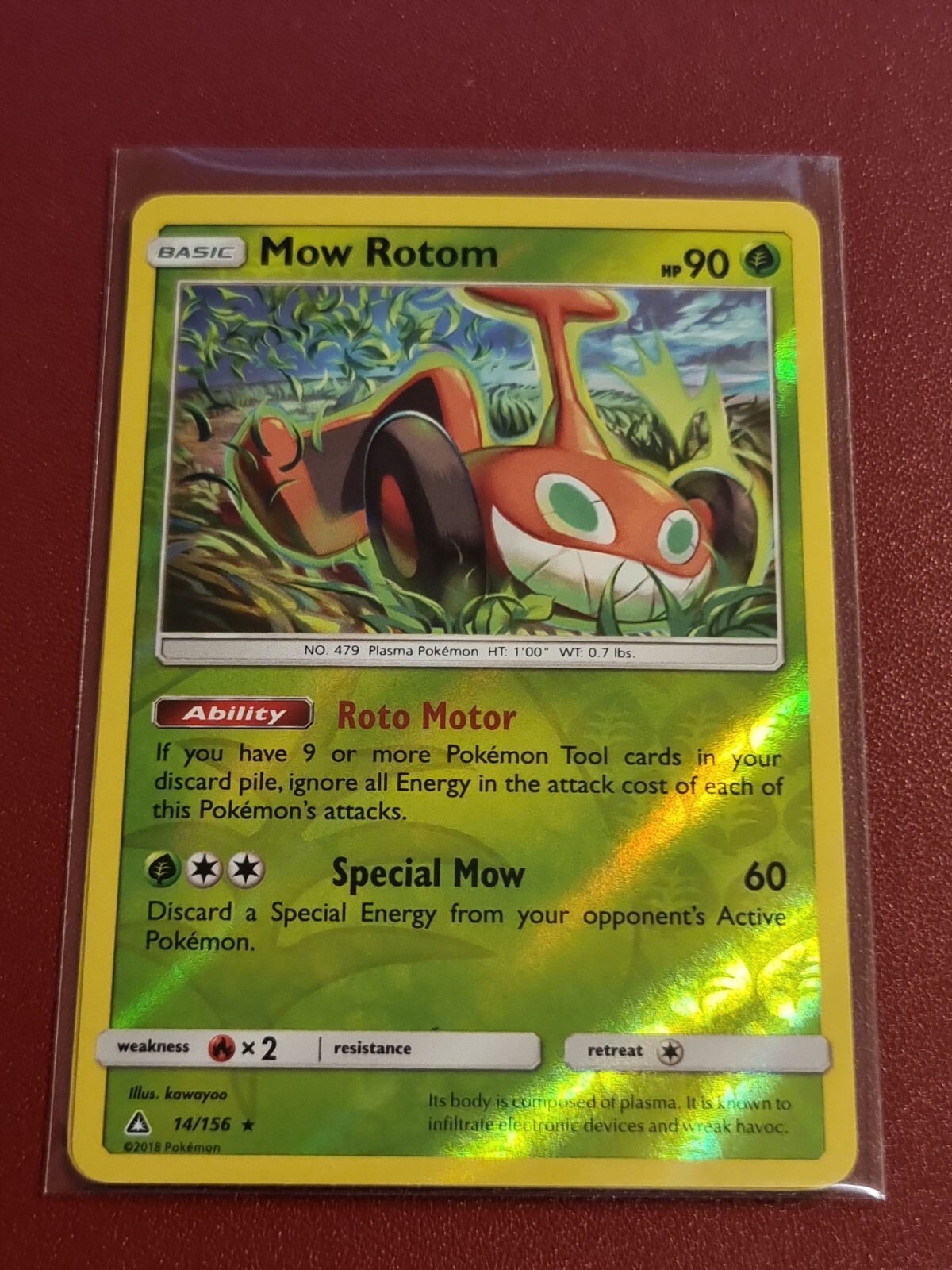 Pokemon Sun & Moon Ultra Prism Mow Rotom 14/156 Rare Reverse Holo TCG Card