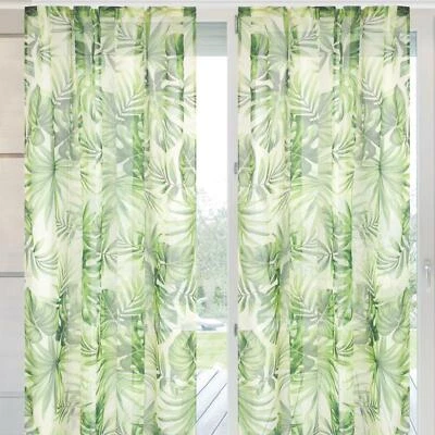 Vorhang 2 Stück 140x245 cm Transparent Gardine Kräuselband Schlaufenschal Ösen - Bild 1 von 4