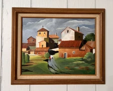 TERRY GARDA  PAINTING "A Mountain Town"  Modern northern Appalachia folk art