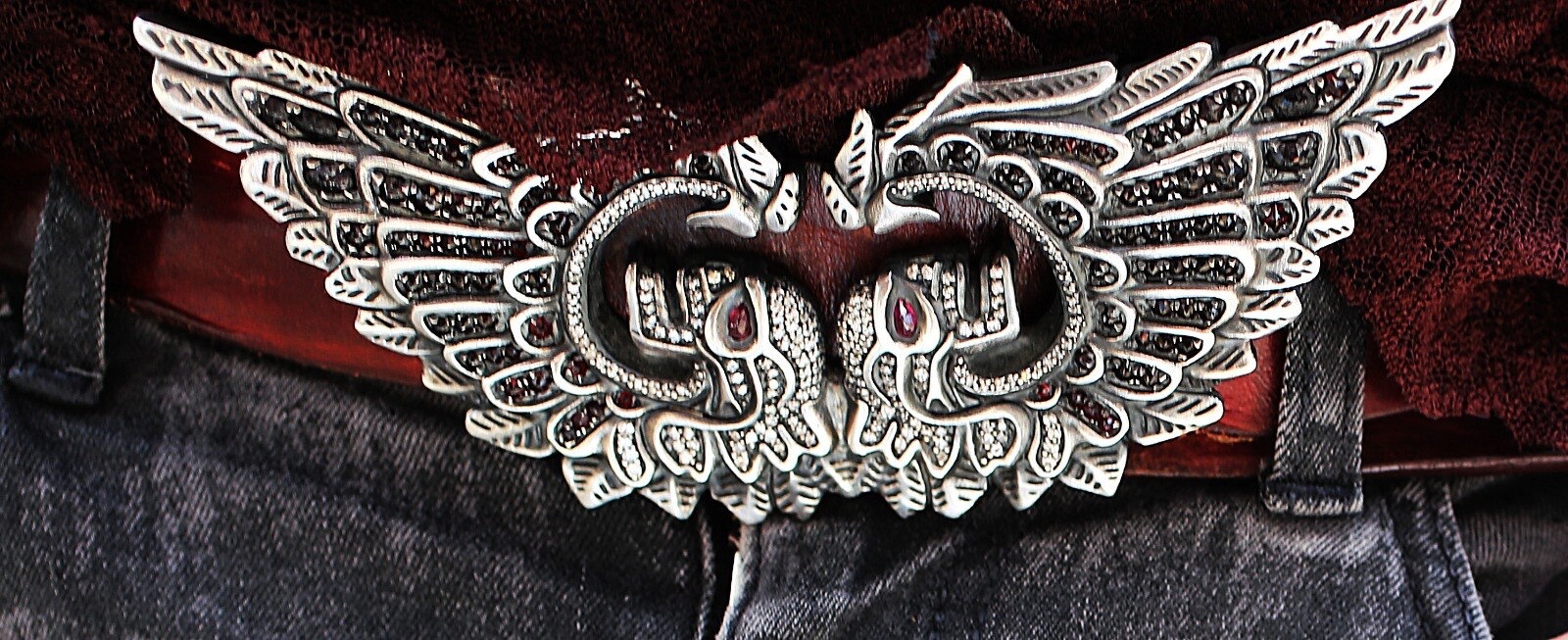Alp Sagnak Belt Buckle 925K Silver Diamonds Garnets image 3