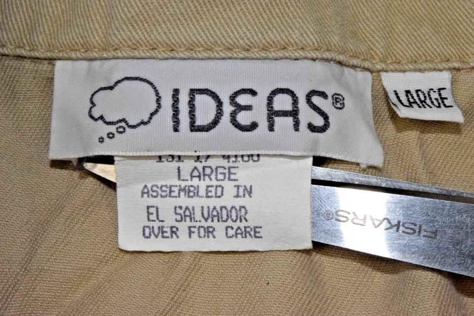 Vintage Jumpsuit Ideas Size L 80s Sandy Beige Cotton Snaps One Piece Coveralls - Image 3 of 4