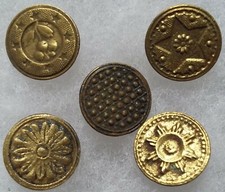 Konvolut 5 flache Knöpfe Typ 1. Kaiserreich Kostüm Uniform Zivil Frankreich ORIGINAL