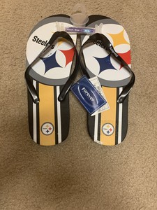 mens steelers flip flops