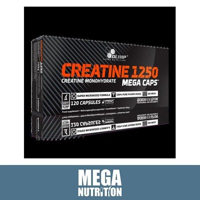 Creatine Monohydrate 1250mg 120 Mega Capsules | Pre Workout Muscle Gain Strength