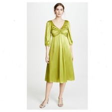 NWT Cinq a Sept Women's Zosia Chartreuse Dress V-Neck Green Yellow Size 2