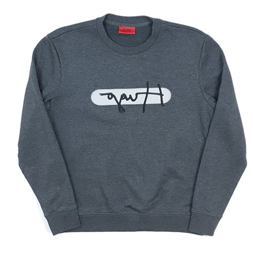 Hugo Boss Sweatshirt Small Men Grey Logo Pullover Crew Neck Jumper Genuine Tag M