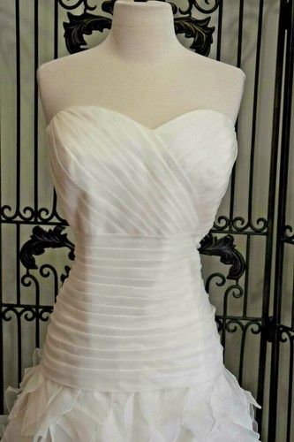 SR29 MORI LEE 3118 $999 IVORY FIT FLARE RUFFLE SZ 22 FORMAL WEDDING GOWN DRESS - Picture 5 of 11