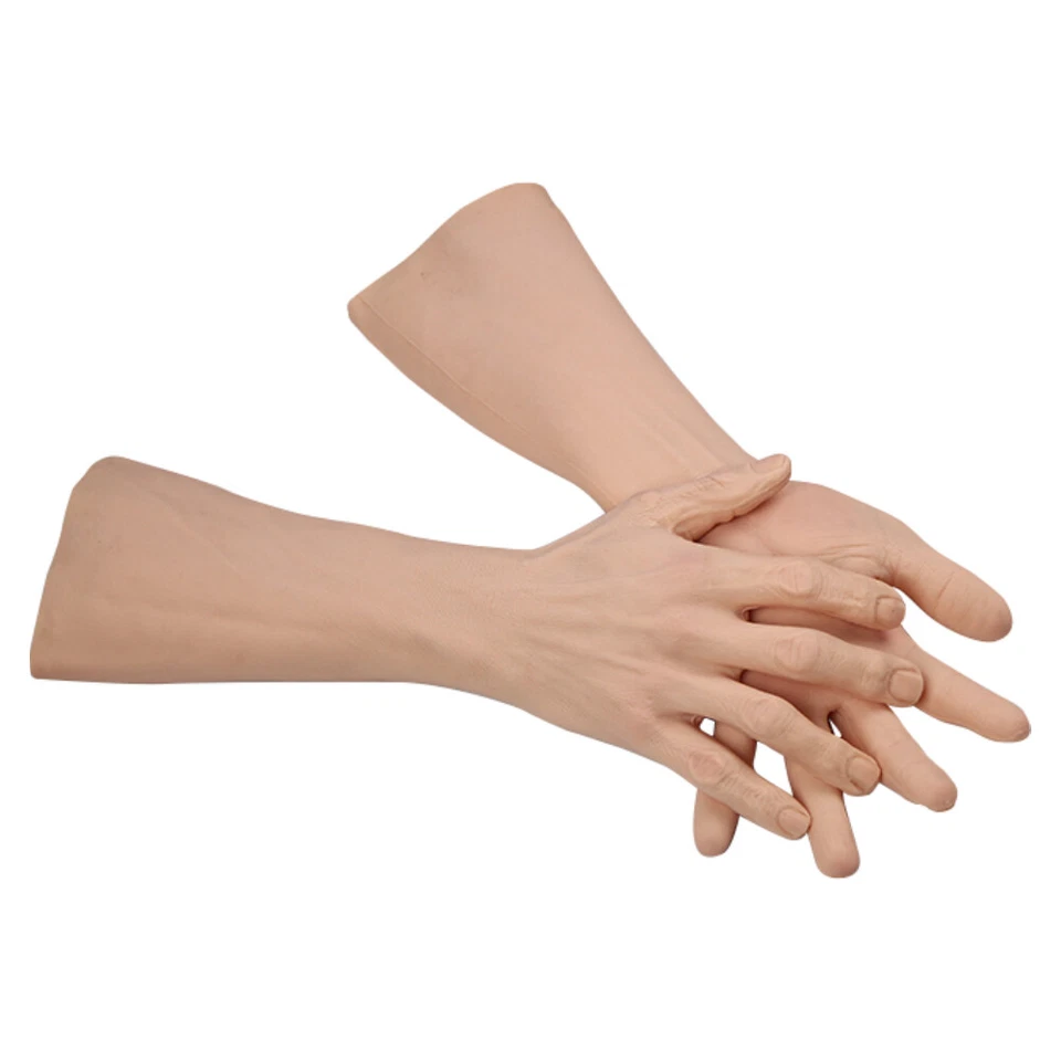 Realistic Silicone Hand Skin Old Man Gloves Hand Sleeve for Cosplay Crossdresser - Bild 2 von 4