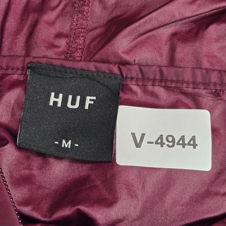 Huf Worldwide Men Jacket M Red Windbreaker Hooded Logo Cobra Snake Embroidered - Image 2 of 4