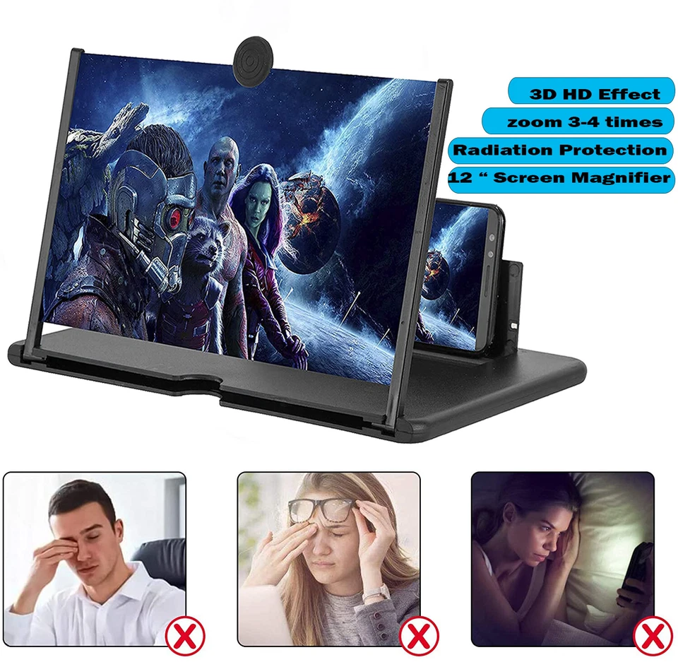 2025 Newest Version Phone Screen Magnifier 3D HD Video Amplifier Foldable Stand - Image 4 of 4