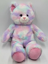 BUILD A BEAR PASTEL SWIRL KITTY CAT 16" PURPLE PINK BLUE STUFFED PLUSH DOLL TOY