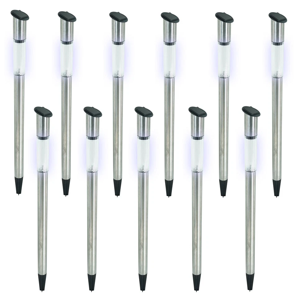12x LED Solarleuchte 70cm Edelstahl | Garten Leuchte Solarlampe | Gartenlampe
