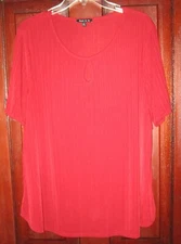 Sami & Jo Sz XL Tunic Top Shirt Blouse Stretch Textured Popover Keyhole Burgundy