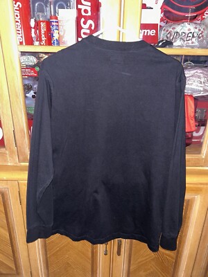 Supreme Vertical Logo Stripe L/S Shirt Black FW18 size Medium | eBay