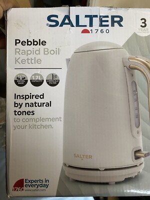 Salter Pebble L Fast Boil Electric Tea Kettle Flip Lid 3kW Cream