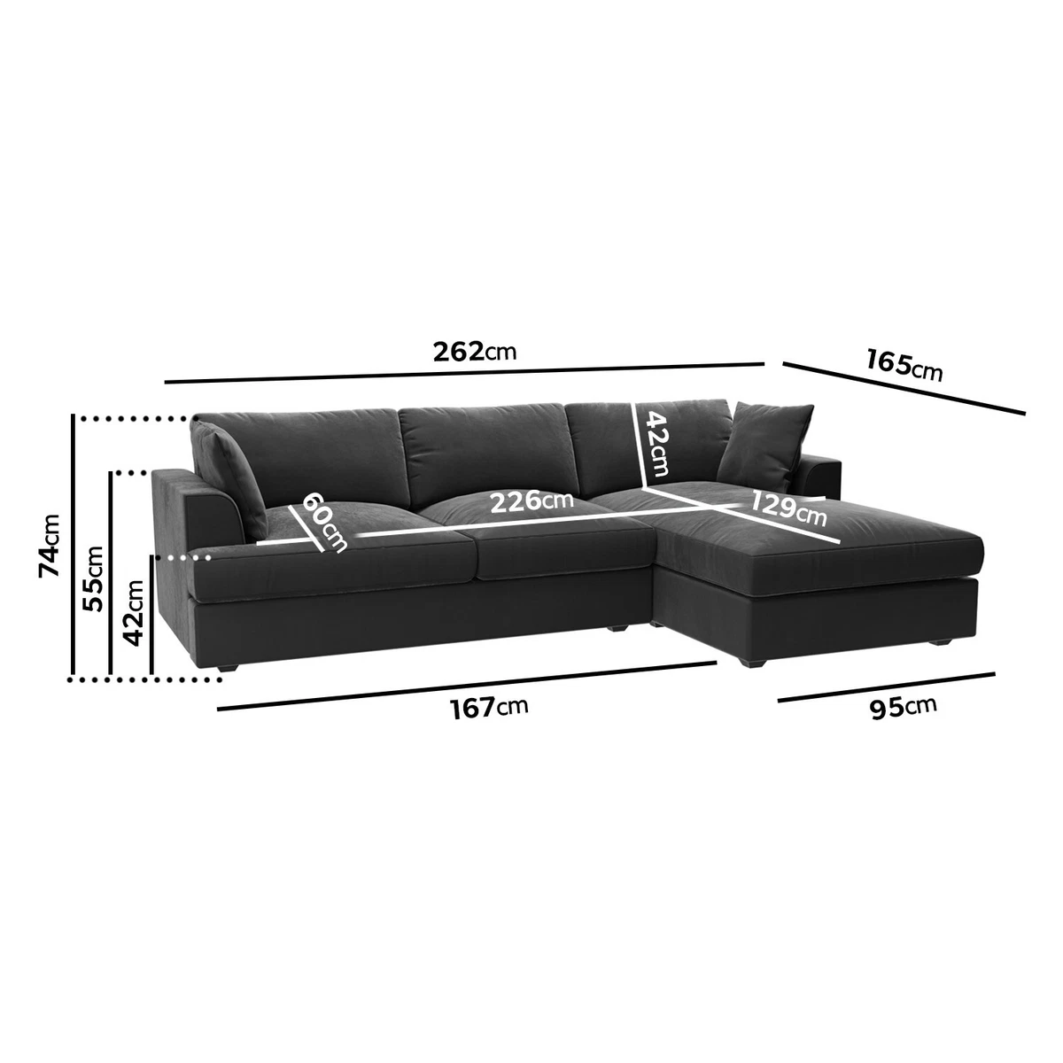 4 Seater L Shaped Sofa Dimensions | Baci Living Room