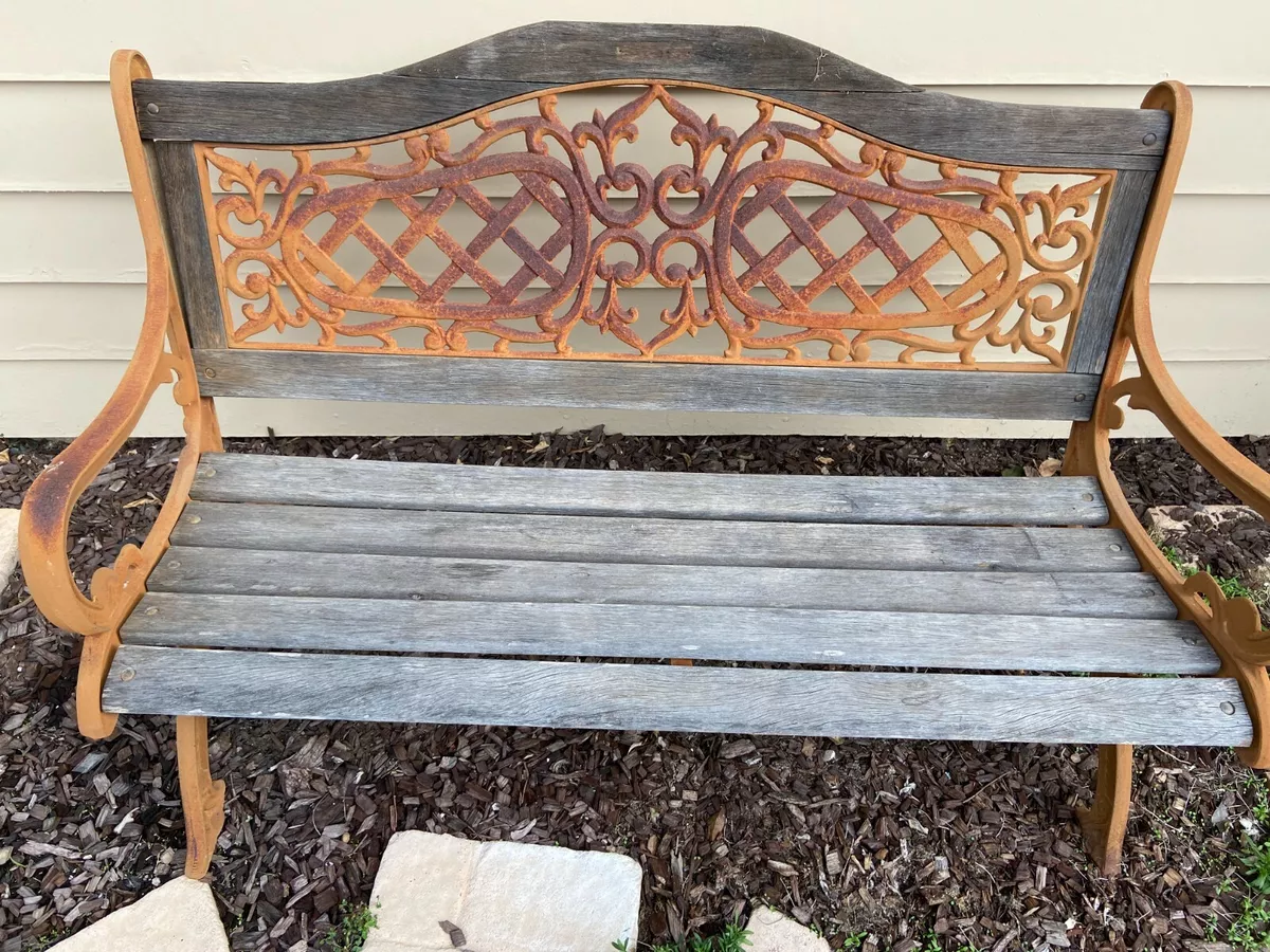 Cast iron wood bench sale