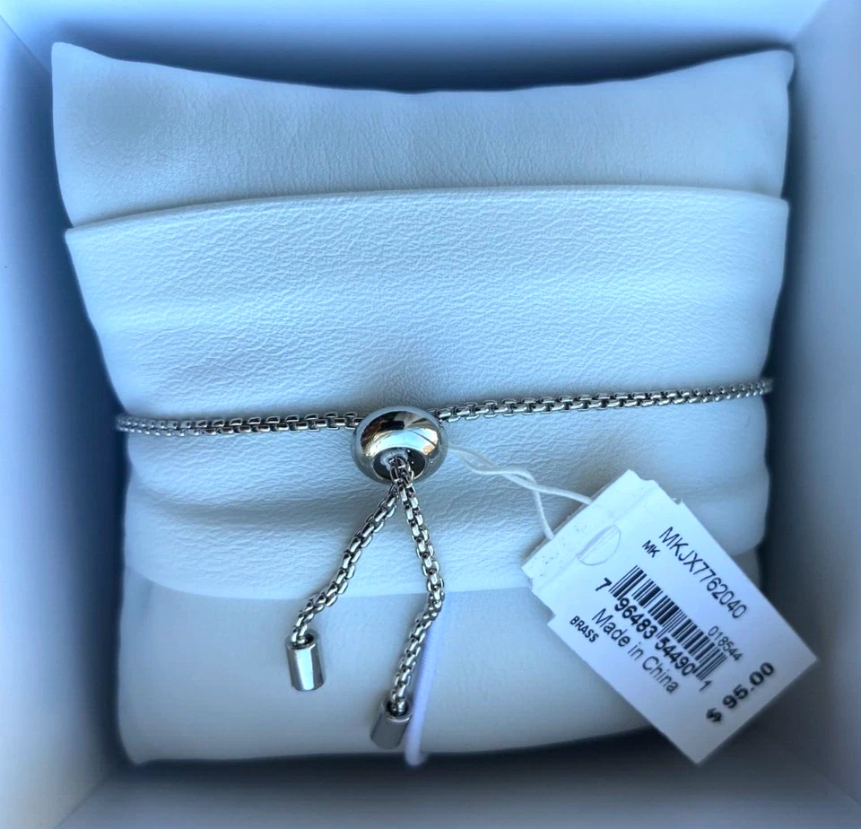 MICHAEL KORS серебристого тона Pave логотип подвеска слайдер браслет со стразами MKJX7762040 - Изображение 4 из 4