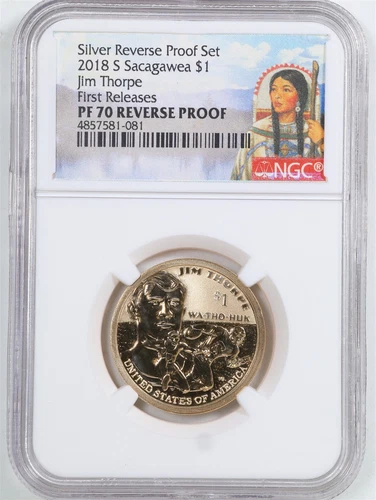 2018-S $1 Reverse Proof Set Jim Thorpe Sacagawea Dollar PF70 NGC 4857581-081