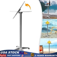 23.6" Round Pub Table Bistro Bar Height Cocktail Table W/ 90° Foldable Table