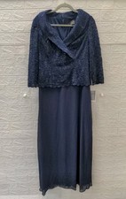 New Alex Evening Long Sleeve Stretch Lace Mock Dress And Collar Size 12