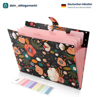 FäChermappe A4 Erweiterbar Dokumententasche Mit Druckknopf 5 Taschen Schwarz