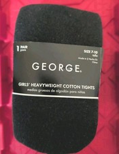 GEORGE GIRL'S HEAVYWEIGHT Cotton Black Tights Size 7-10 Brand NEW