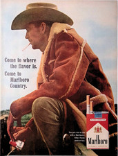 1966 Marlboro Cigarettes Cowboy Marlboro Country Vintage Print Ad LIFE March 4