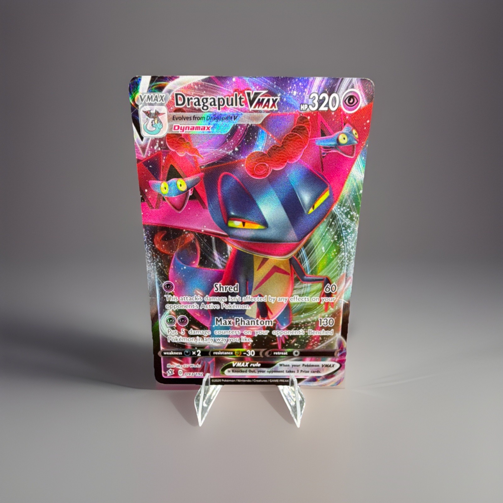 Pokémon Dragapult VMAX Ultra Rare Full Art Holo 093/192 Rebel Clash READ DISC