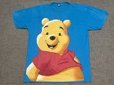 Vintage Disney Winnie the Pooh Big Face Graphic Shirt Blue Cartoon 90s READ