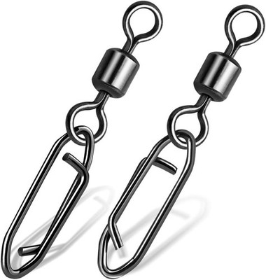 9KM DWLIFE Fishing Speed Clips 50Pcs Quick Change Swivels 1/0#, Black 