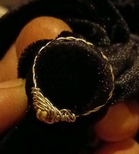 Handcrafted Wire Wrapped Round Ring Metal Jewelry Artistic Statement Piece