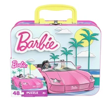Spin Master Games, Barbie 48-Piece Puzzle in Tin with Handle, Ages 4 and up