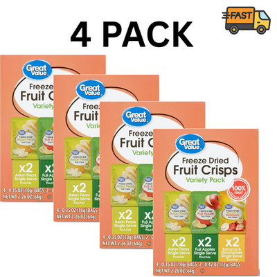 Great Value Freeze Dried Fruit Crisps Variety Pack 6 Count Pack of 4 Boxes