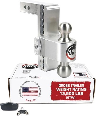 Weigh Safe LTB8-2 Adjustable Trailer Hitch Ball Mount - 8'' Drop 2'' Receiver