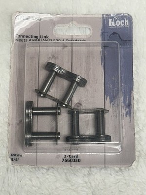 Koch 7560030 ANSI #60 Roller Chain Connector Master Link 3-Card Pack Steel NEW
