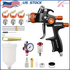 Hvlp Air Spray Gun Kit Automotive Paint 1.41.72.0 Nozzles Set 600ml Aluminum