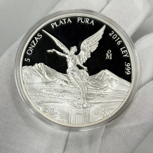 2016-Mo 5oz Onza .999 Silver Libertad Mexico Mexican Round Coin PROOF!