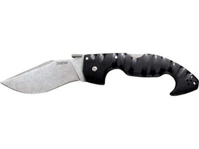 Cold Steel Spartan Pocket Knife 4.5'' Drop Point AUS-10 Stonewashed Blade Griv-Ex