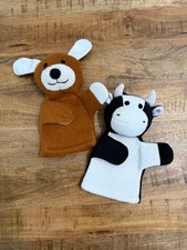 Vtg Bubble Buddies Bath Puppets Terry Cloth Mitt 1999 Winfield Trading Cow Dog