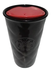 Starbucks Black Ceramic Red Cover 10oz Insulated Coffee Mug - BRAND NEW