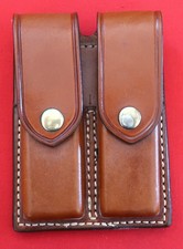 AKER Brown Leather Dual Double Magazine Pouch Model 510-5