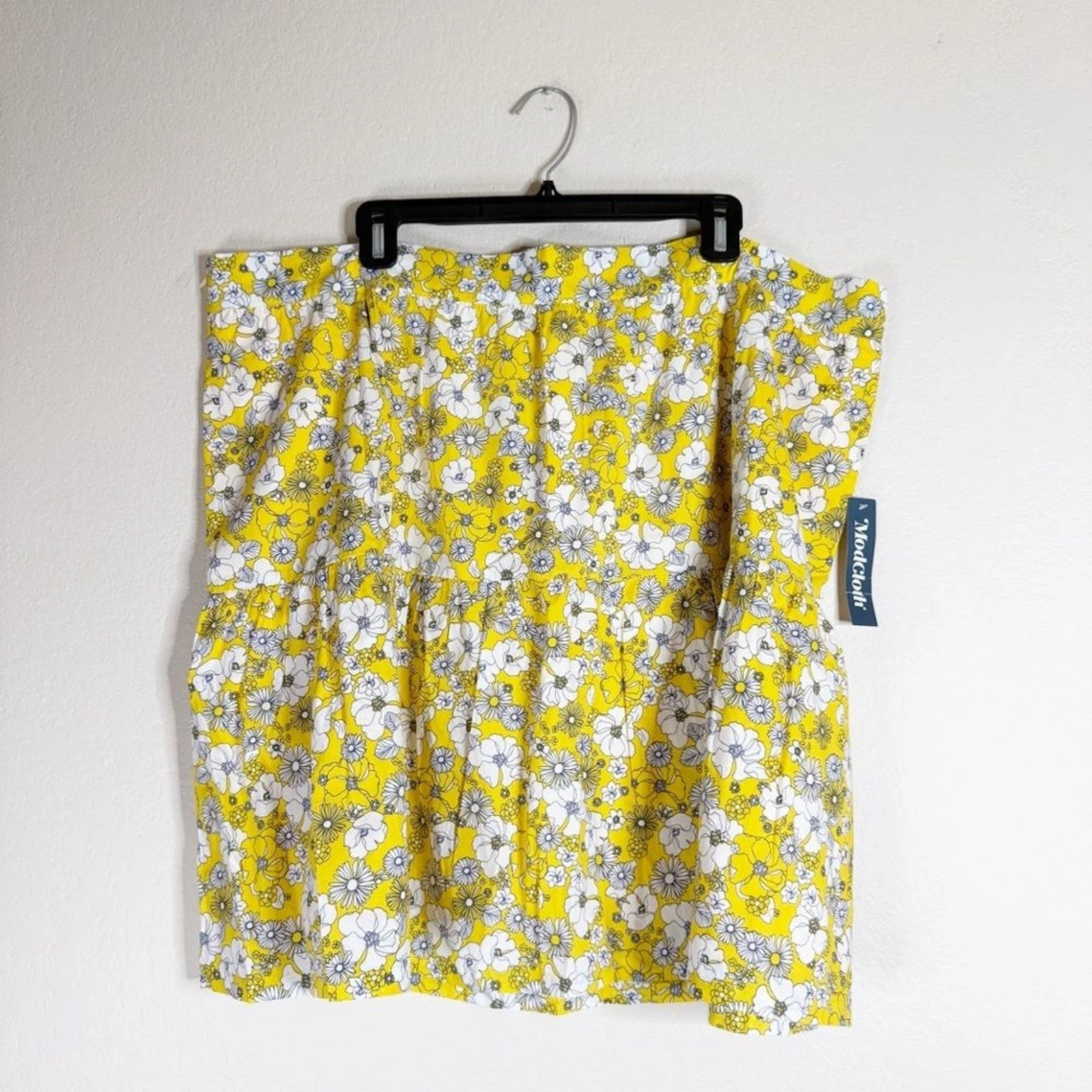 MODCLOTH yellow floral Days In Doll Valley tiered skirt 24W NEW