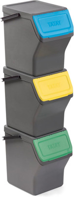 TATAY Mülltrennsystem Easy Waste 20L | 3Er Set Recycling Behälter | Modular Und 